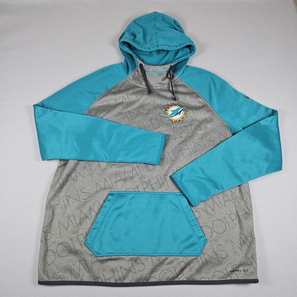 Nike Miami Dolphins Hoodie Mens XL Sideline Club Fleece Pullover NFL 708638 Blue